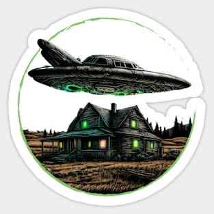 UFO Flying Saucer Alien Abduction Sticker